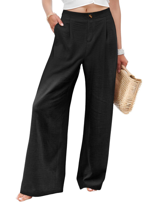 Damen elegante weite Sommerhose mit Bundfalten EB