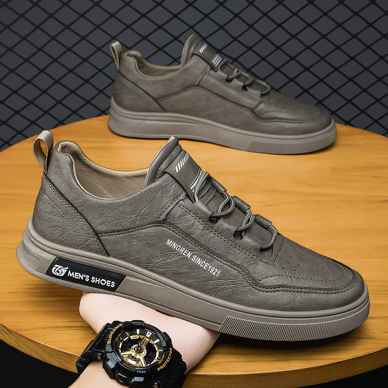 Herren elegante Low-Top Lederoptik City-Sneaker mit verstärkter Zehenkappe und gepolstertem Fersenkragen EB