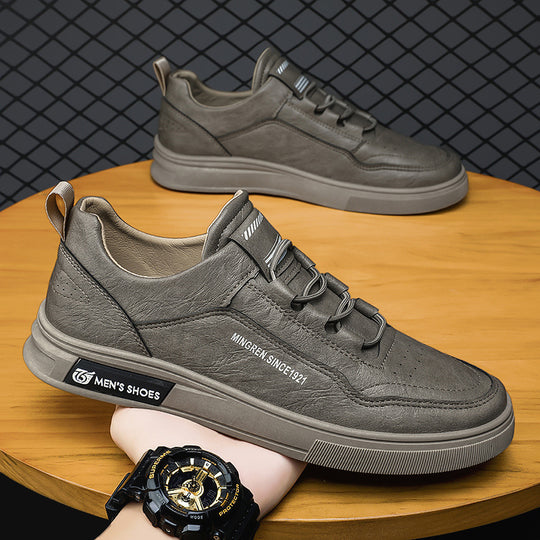 Herren elegante Low-Top Lederoptik City-Sneaker mit verstärkter Zehenkappe und gepolstertem Fersenkragen EB