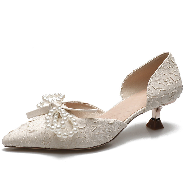 Damen elegant gestaltete Slingback-Pumps mit perlverziertem Schleifendetail EB
