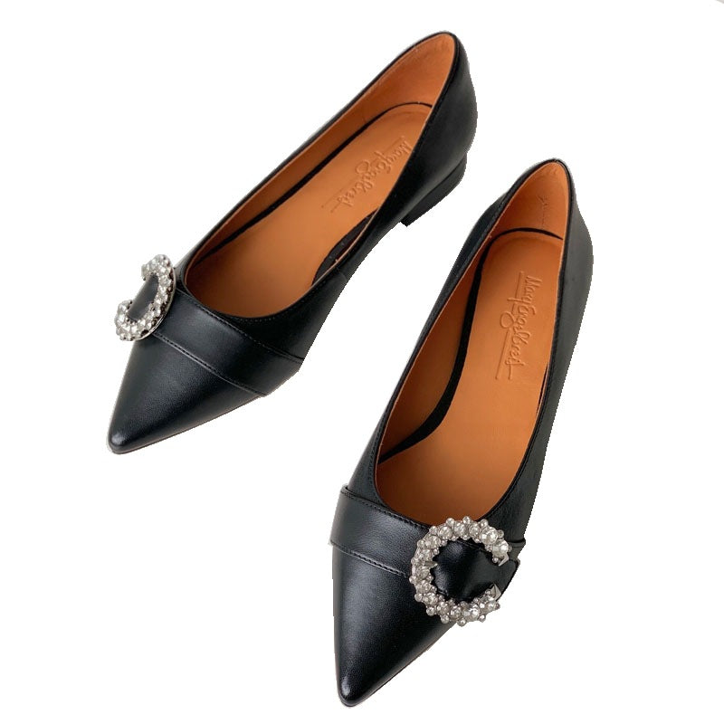 Damen Elegante Ballerinas mit funkelndem Schmuck-Detail EB