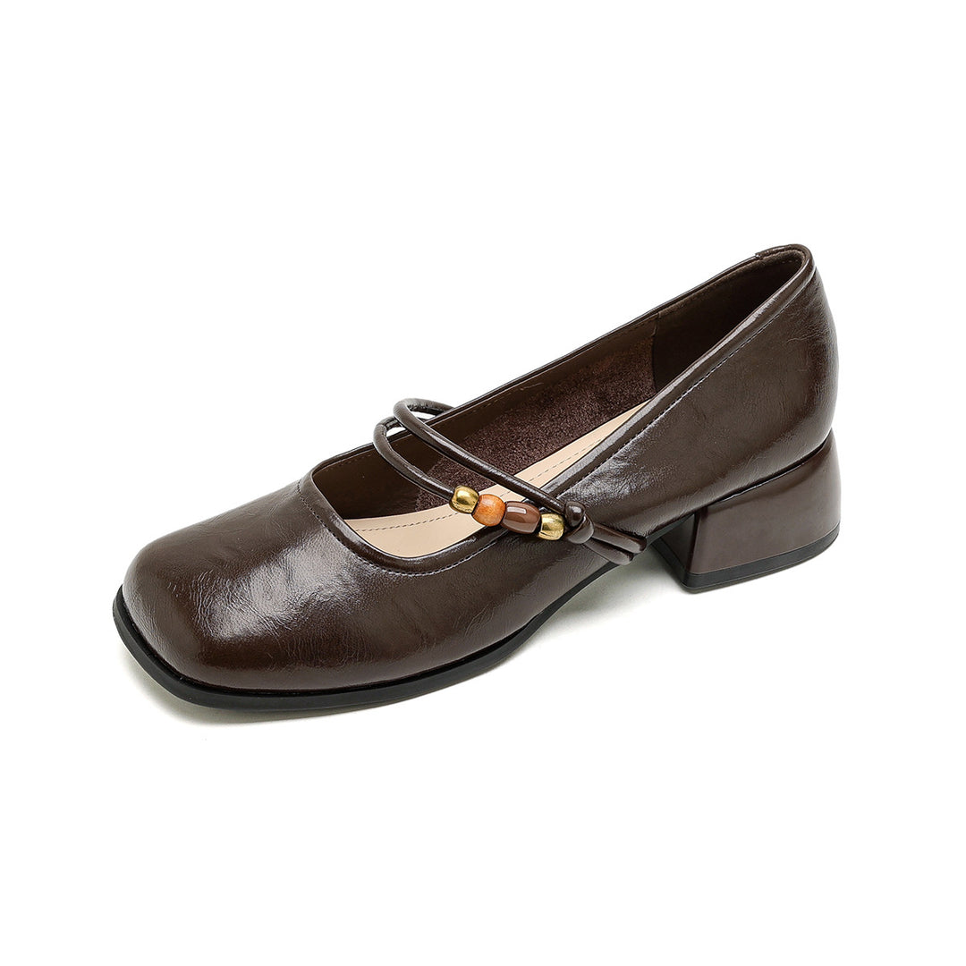 Damen Ballerinas mit dekorativem Riemchen und bequemer Blockabsatz EB