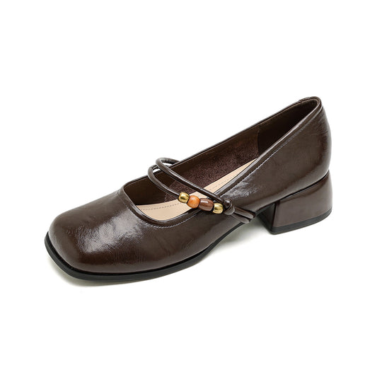 Damen Ballerinas mit dekorativem Riemchen und bequemer Blockabsatz EB