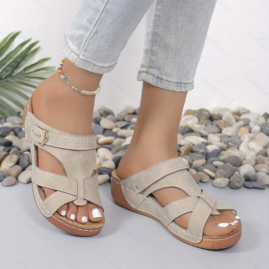 Damen komfortable Sandalen mit verstellbarem Riemendesign und anatomischem Fußbett EB