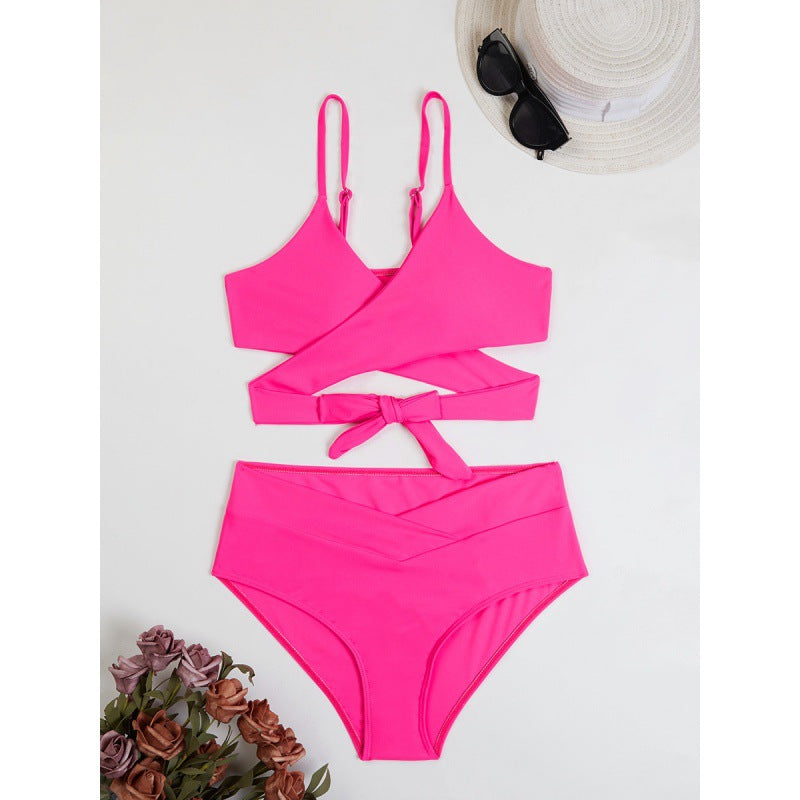 Damen Bikini mit innovativem Wickeldetail und hoher Taille EB