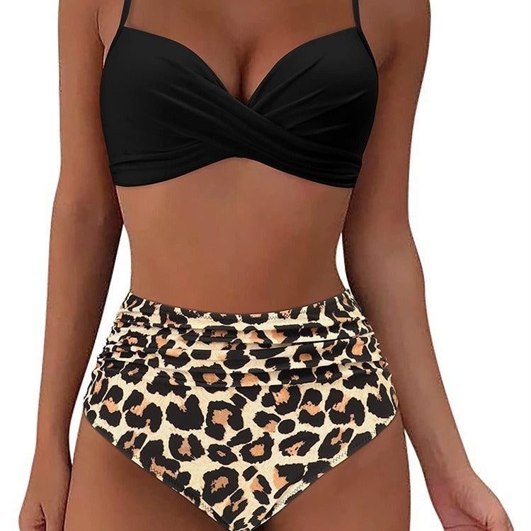Damen Hochtailliertes Bikini-Set mit Wickel-Design EB