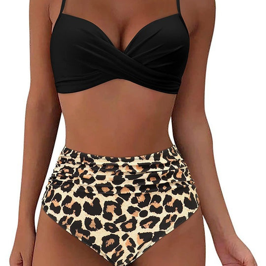 Damen Hochtailliertes Bikini-Set mit Wickel-Design EB