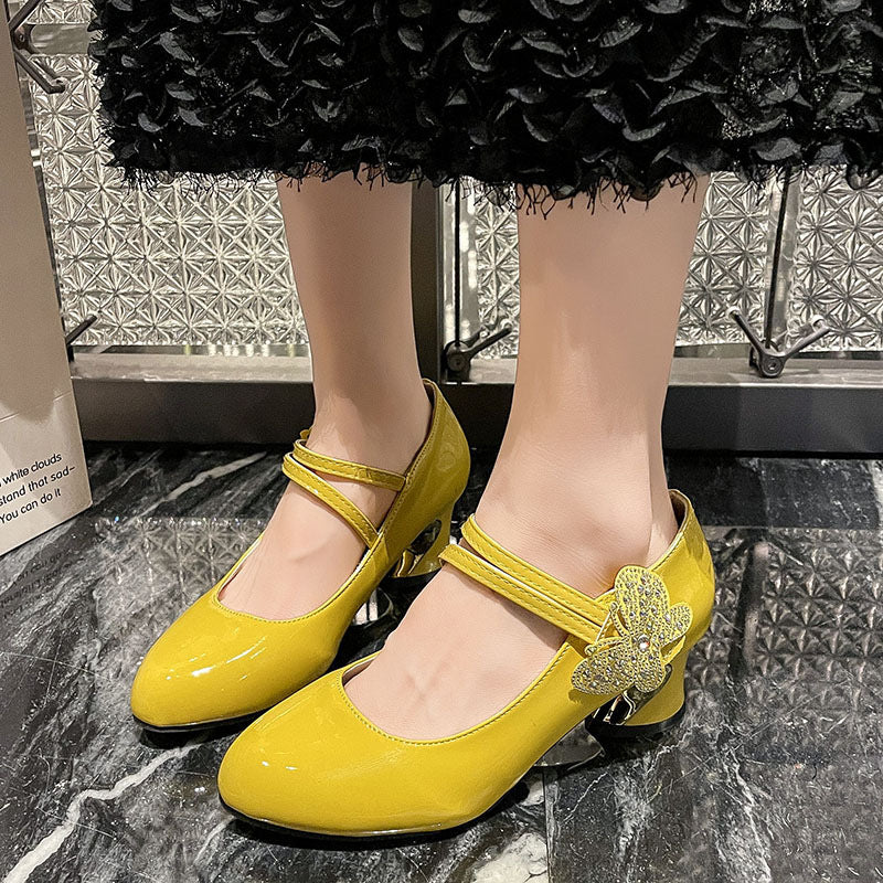 Damen elegante Pumps mit ornamentaler Schmetterlingsapplikation EB