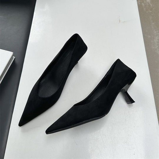 Damen elegante spitze Pumps aus weichem Veloursleder EB