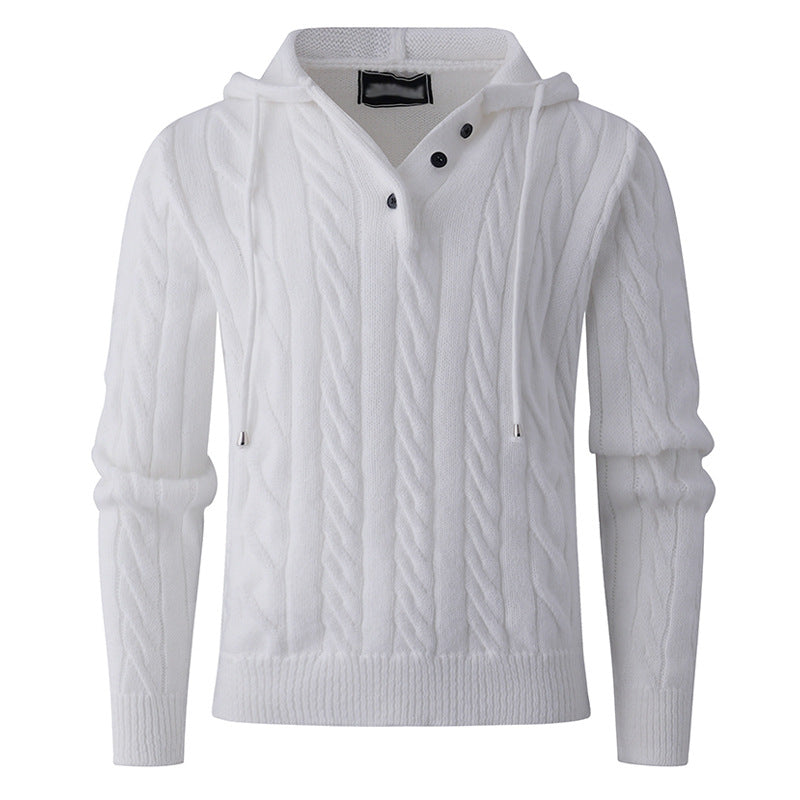 Herren Strickpullover mit Kapuze und strukturiertem Zopfmuster EB