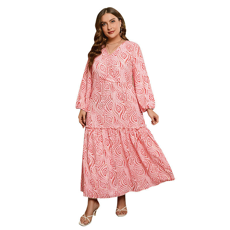 Damen luftiges Maxikleid mit V-Ausschnitt und taillierter Passform EB