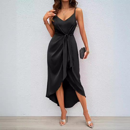 Damen Midikleid mit raffiniertem Wickeldesign und verstellbaren Trägern EB