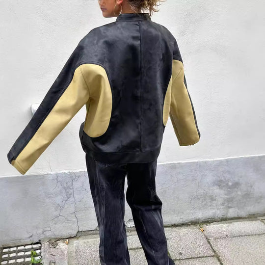 Damen stilvolle Kunstlederjacke EB