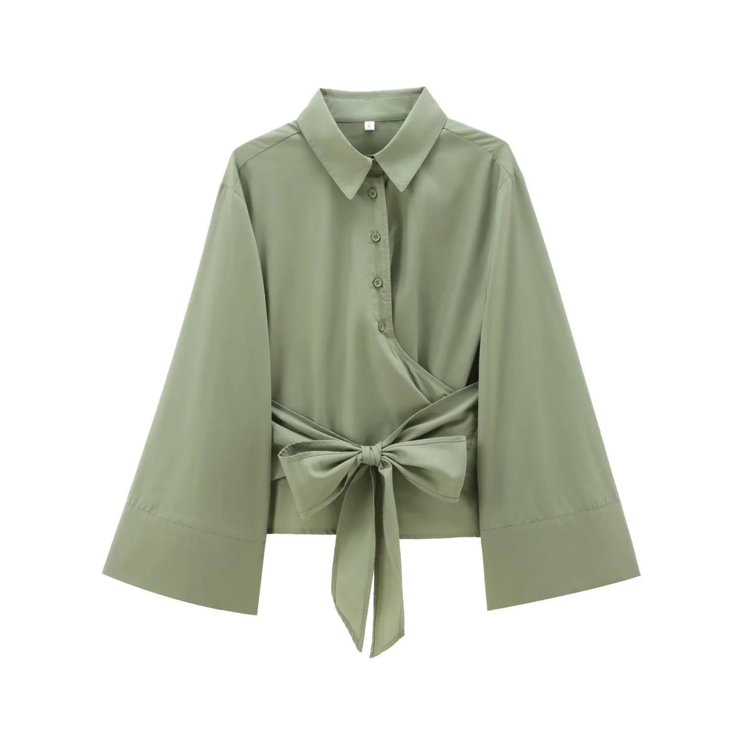 Damen Elegante Bluse mit weitem Ärmel und taillierter Schluppe EB