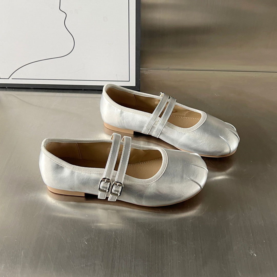 Damen Ballerinas mit elegantem doppeltem Riemen und weicher Innensohle EB