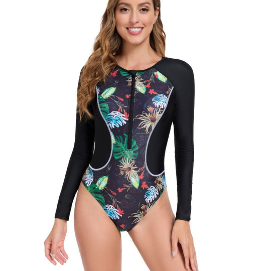 Damen Sportlicher Schwimmanzug mit floralem Design EB