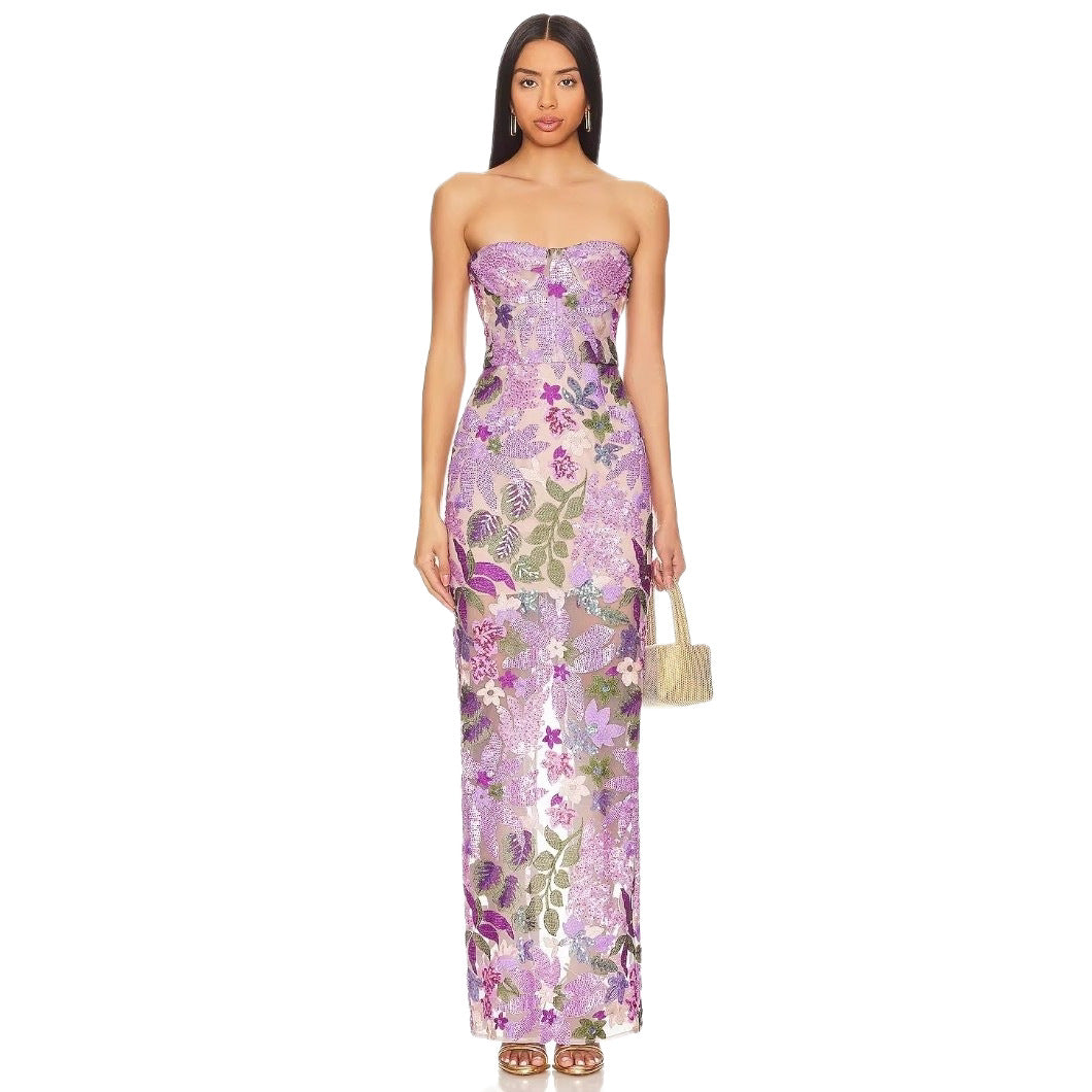 Damen Schickes Abendkleid mit floralem Design und figurbetonter Silhouette EB