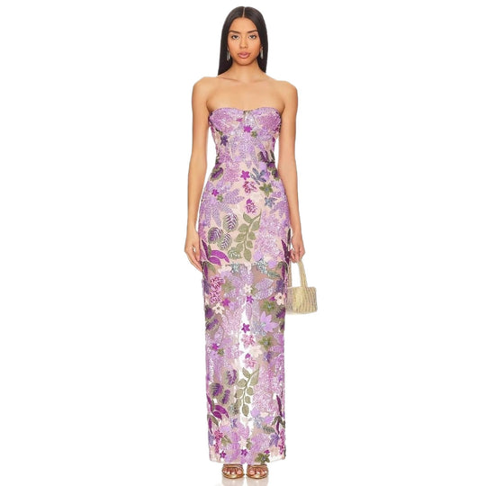 Damen Schickes Abendkleid mit floralem Design und figurbetonter Silhouette EB