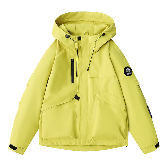 Herren wetterfeste Kapuzen-Fieldjacke mit multifunktionalen Taschen, verstellbarer Kapuze und Kinnschutz EB