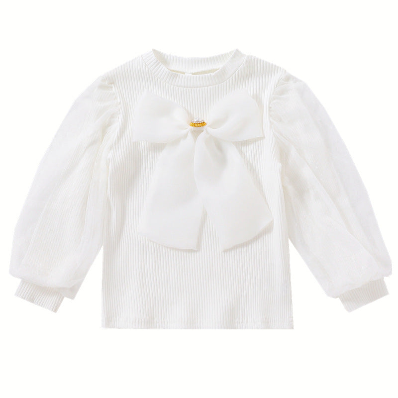 Damen Bluse mit Puffärmeln und Schleife EB