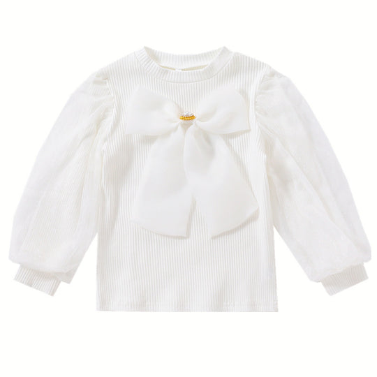 Damen Bluse mit Puffärmeln und Schleife EB