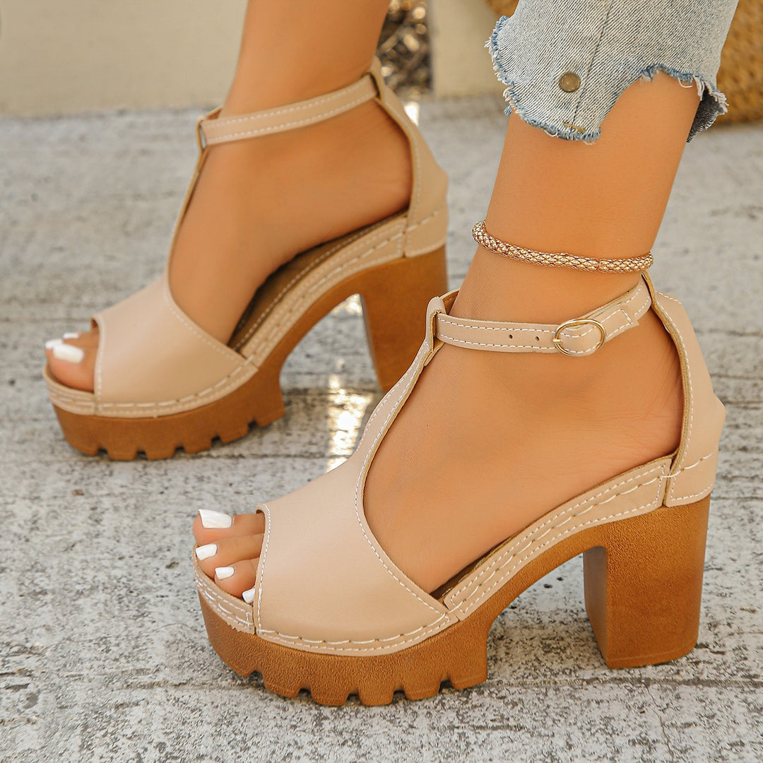Damen Trendige und komfortable Plateau-Sandalen mit offener Zehenpartie EB