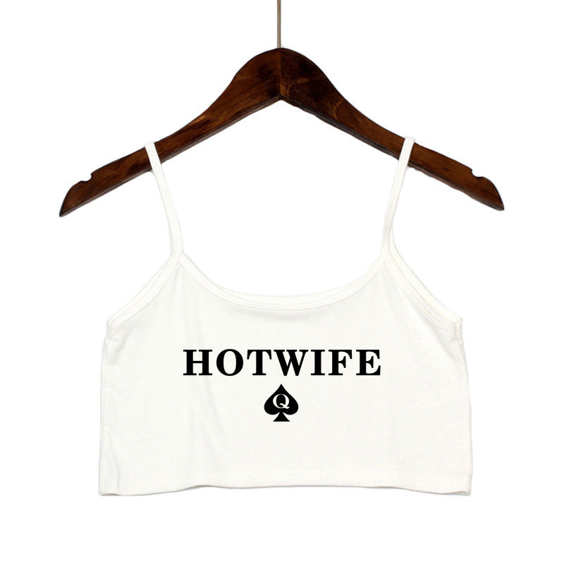 Damen Crop-Top mit modernen Schriftzügen und verstellbaren Trägern EB