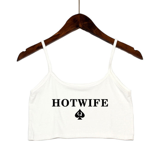 Damen Crop-Top mit modernen Schriftzügen und verstellbaren Trägern EB