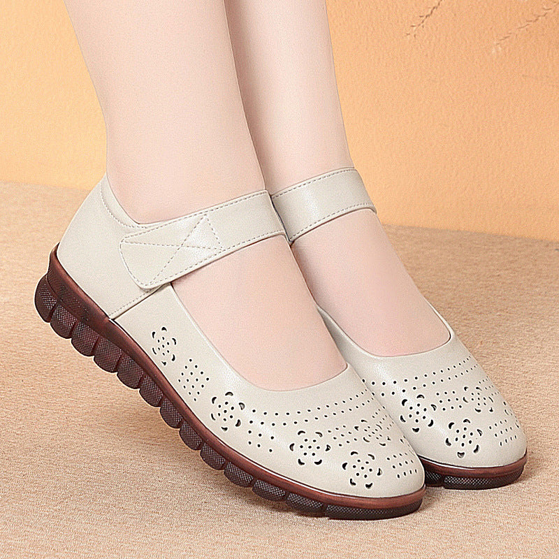 Damen Komfortable Ballerinas mit verziertem Riemen und atmungsaktivem Obermaterial EB