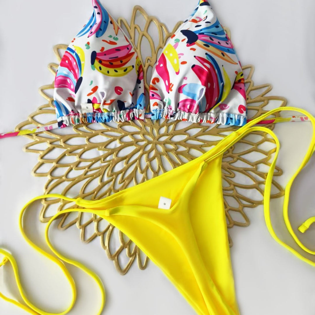 Damen Bikini-Set mit trendigem Animal-Print und modischem Schleifen-Detail EB