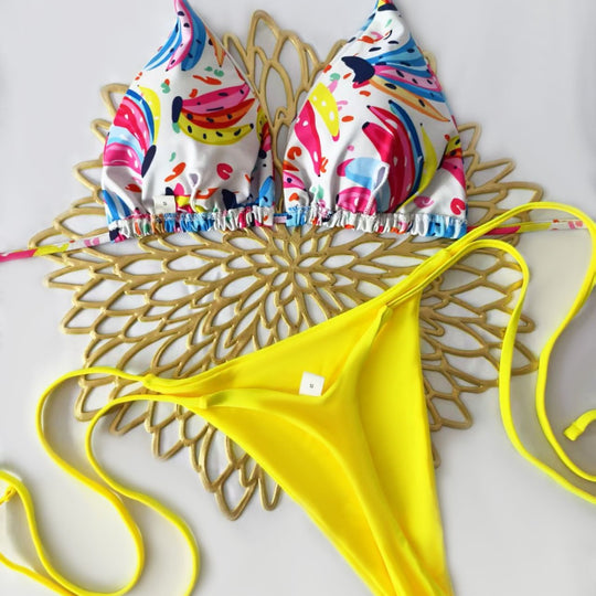 Damen Bikini-Set mit trendigem Animal-Print und modischem Schleifen-Detail EB