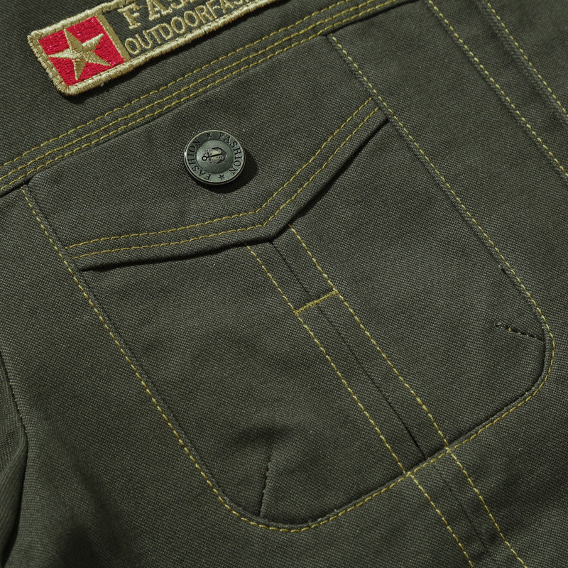 Herren Canvas-Utility-Jacke mit Brustpattentaschen und Badge-Applikationen EB