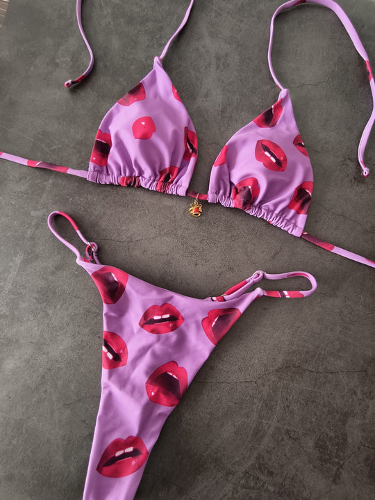 Damen Bikini-Set mit verstellbarem Triangel-Oberteil und hoch geschnittenen Hüftbund EB