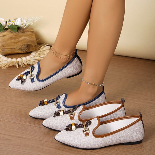 Damen elegante Ballerinas mit modischen Schmuckdetails EB