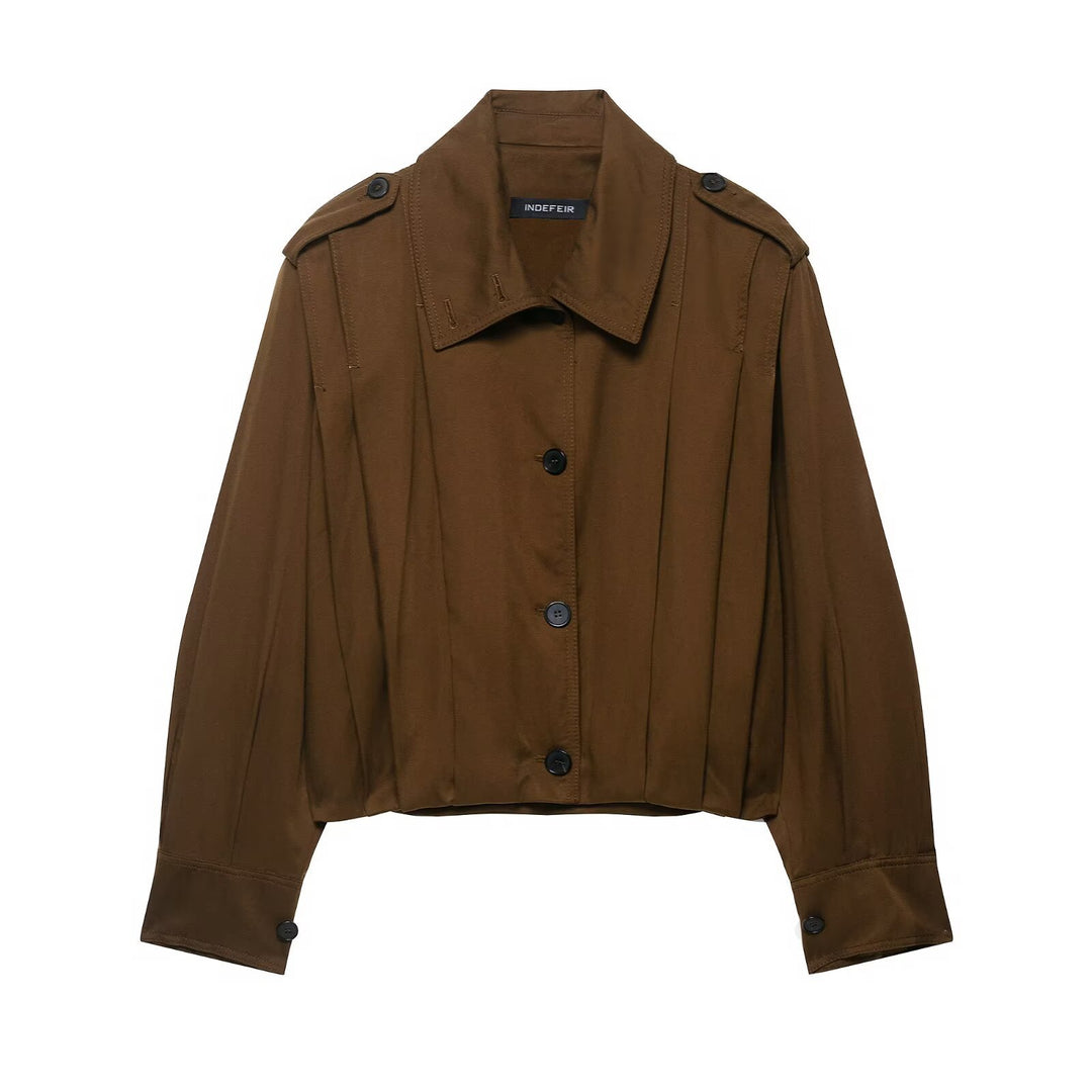 Damen modische cropped Jacke mit dekorativen Knopfdetails EB