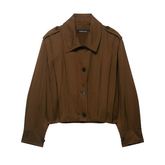 Damen modische cropped Jacke mit dekorativen Knopfdetails EB