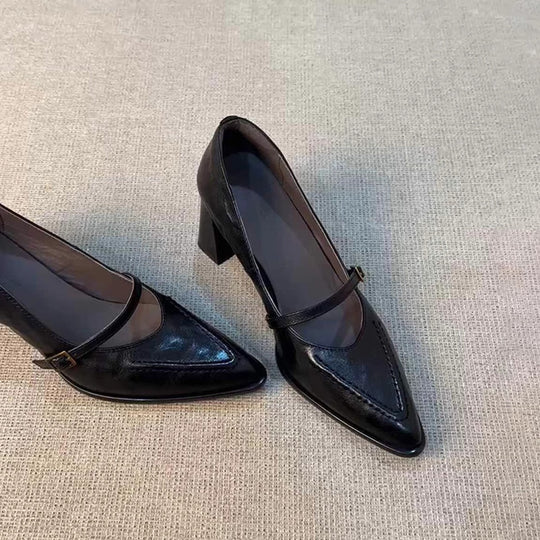 Damen elegante Mary Jane Pumps mit modischem Riemchen und komfortablem Blockabsatz EB