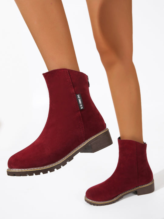 Damen Modische Ankle Boots aus Wildleder mit Reißverschluss EB
