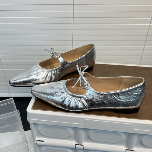 Damen Ballerinas mit Lederoberfläche und Gummizug EB