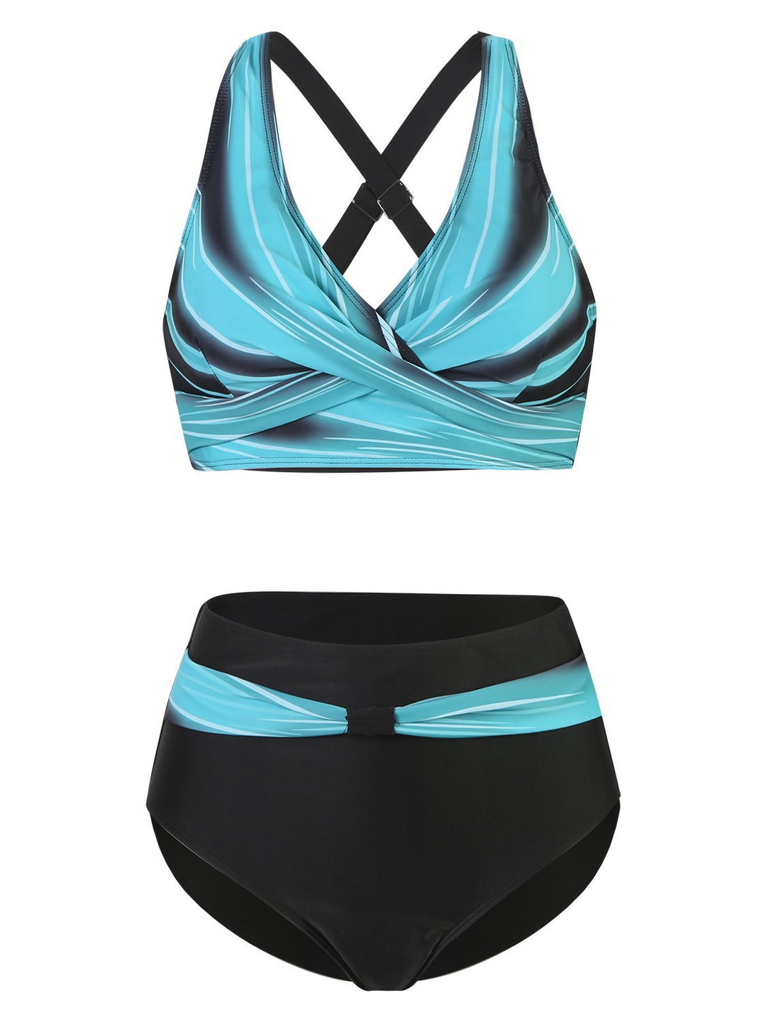 Damen High-Waist Bikini-Set mit modischem Wickeldesign EB