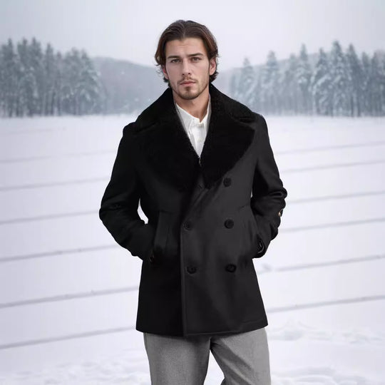 Herren eleganter Dufflecoat mit weichem Kragen EB