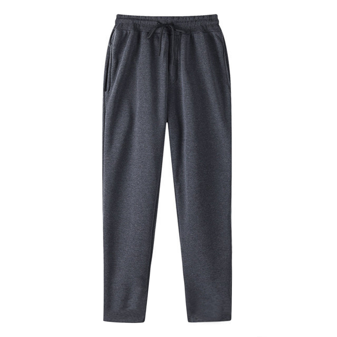 Herren nan geradlinige Sweatpants aus melierter Baumwollmischung mit elastischem Bund Kordelzug und Seitentaschen EB