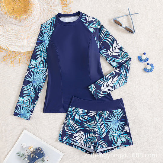 Damen Surfanzug mit langem Arm und stylishen Pflanzenmotiven EB