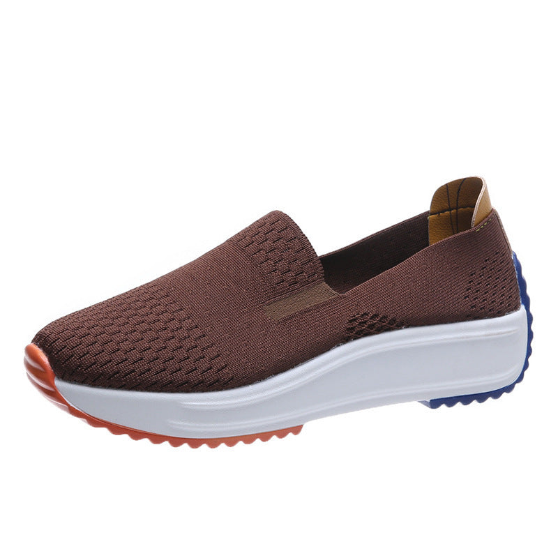 Damen Komfortable Slip-On Sneakers mit atmungsaktivem Strickdesign und dämpfender Sohle EB