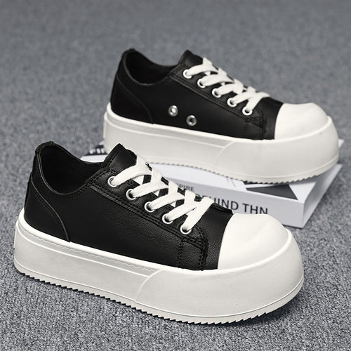Damen modische Plattform-Sneaker mit lackiertem Obermaterial und klassischem Schnürsystem EB