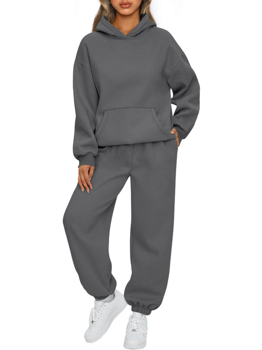 Damen nan gemütliches Oversize Hoodie und Jogginghose Set aus weicher Baumwollmischung EB