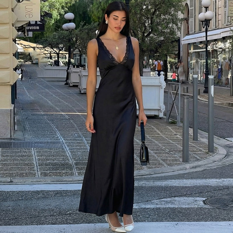 Damen Elegantes Nachthemd mit Spitzendetails EB