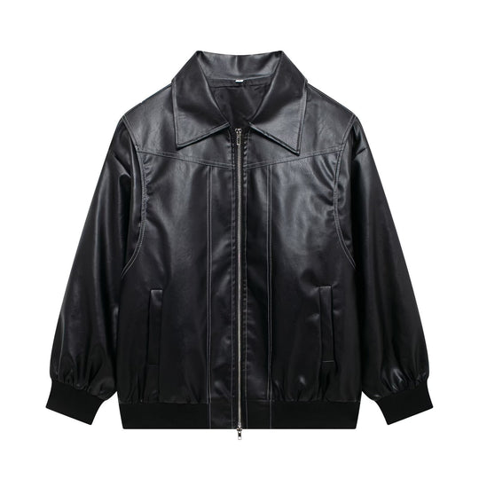 Damen Kunstlederjacke mit lässigem Schnitt und elastischem Saum EB