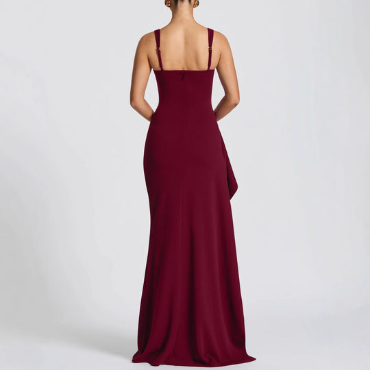 Damen Elegantes Maxikleid mit seitlichem Schlitz und raffinierten Raffungselementen EB