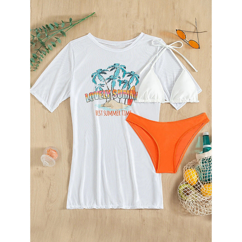 Damen Strandshirt mit sommerlichem Motiv und lockerer Passform EB